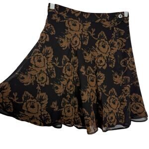 Gap Vintage Crepe Rayon Mini Circle Skirt Size 4 Dark Acadamia Floral 90s
